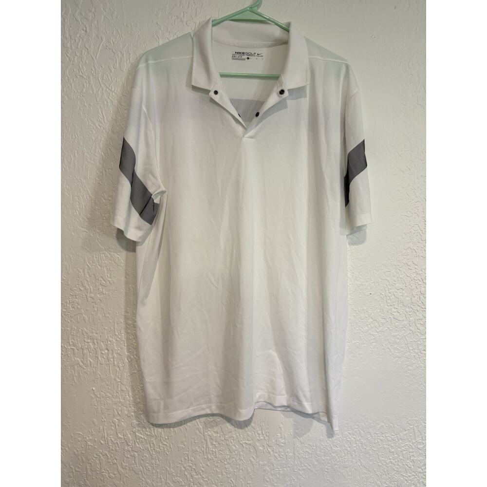 Nike Mens Dri-Fit Standard Fit Golf Polos White with Black Size L